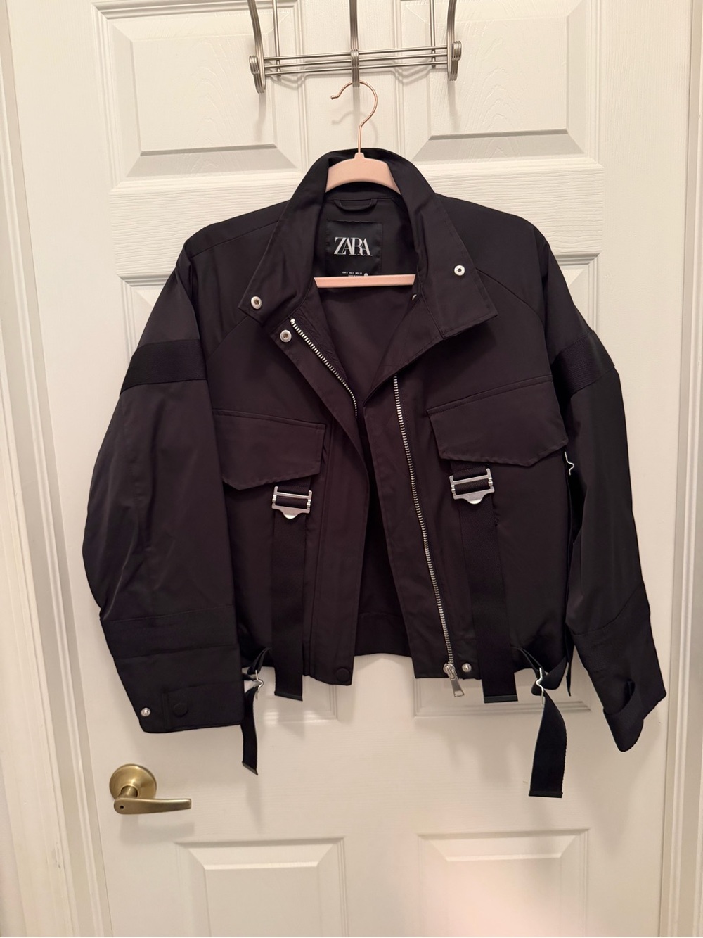 Zara Black Men's Utility Bomber Jacket